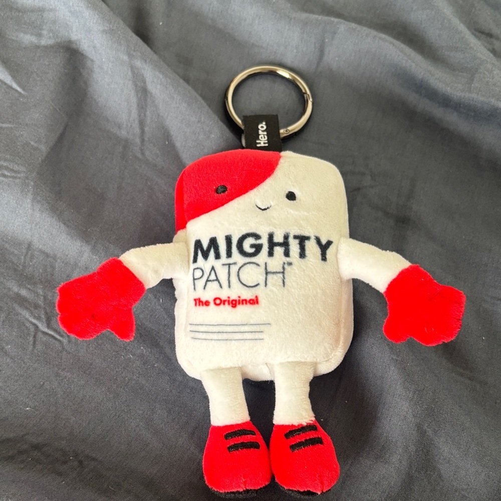 Mighty Patch Red & White Plush Keychain by